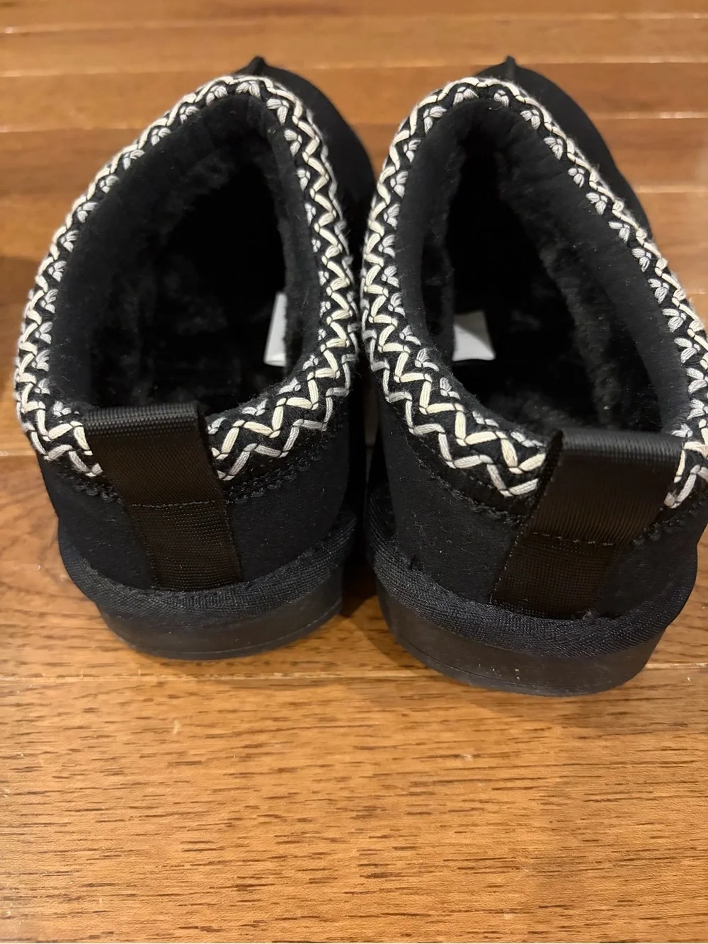 Dream Pairs Kids Black Moccasin Slippers with White Trim